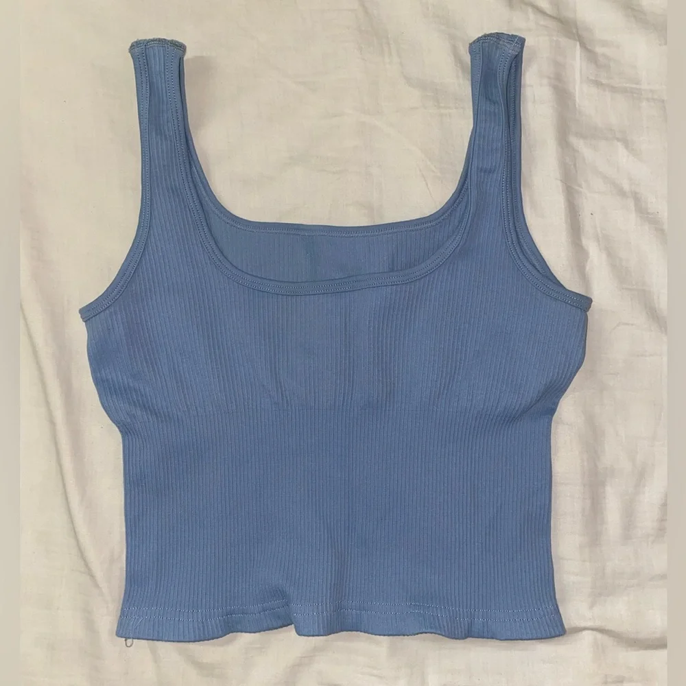Blue/Grey Ribbed Tank Top - Picture 1 of 4